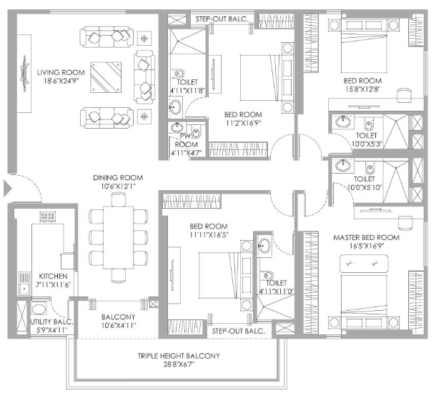 4BHK Floor Plan3