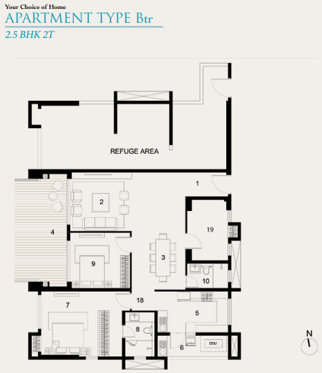 2.5bhk+2t B utpalaa floor plan