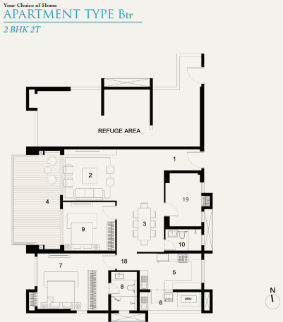 2bhk+2t B utpalaa floor plan