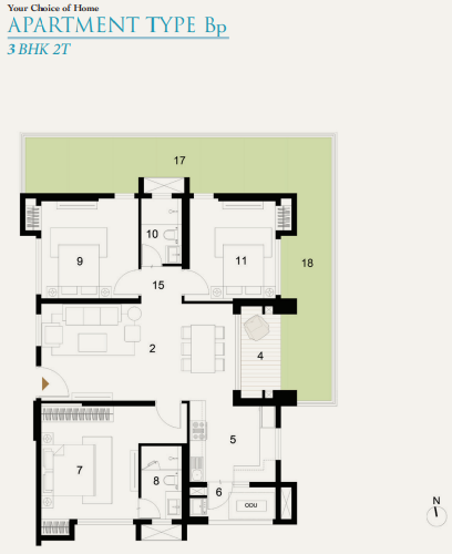 3bhk+2t C utpalaa floor plan