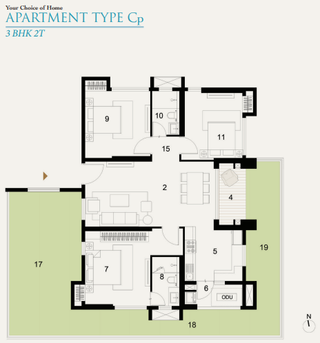 3bhk+2t D utpalaa floor plan