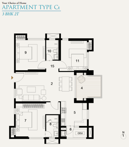 3bhk+2t F utpalaa floor plan