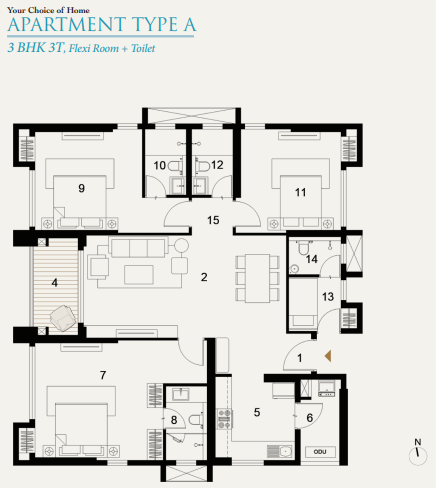3bhk+3t A utpalaa floor plan