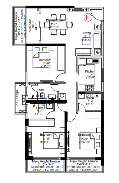 3Bhk+3T 1671Sq. Ft Sugam Crown floor plan