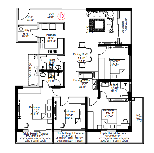 4Bhk+3T 1291Sq. Ft Sugam Crown floor plan