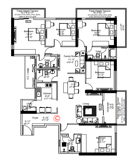 5Bhk+4T 1027Sq. Ft Sugam Crown floor plan